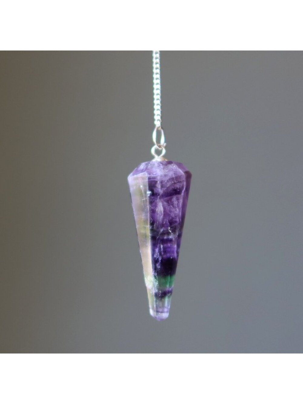 Fluorite Pendulum Purple Green Focus Crystal Deep Meditation Dowsing Divination